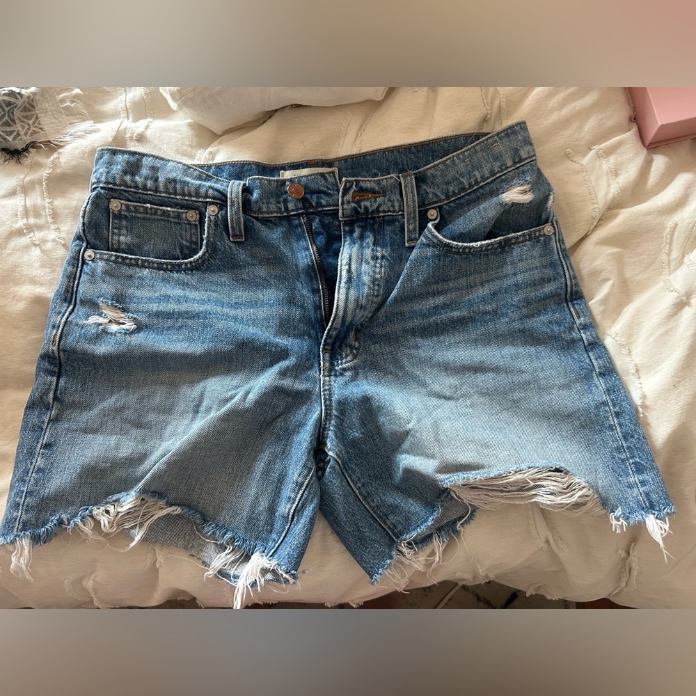Madewell Blue Distressed Jean Shorts